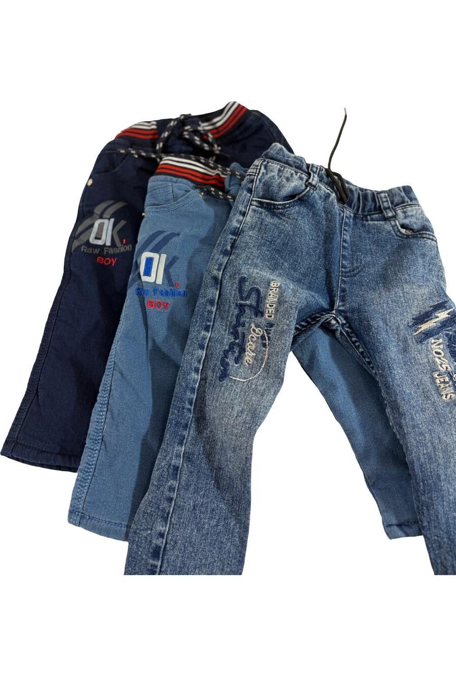 Toddler Boys Jeans Lot Approx 3T Blue Denim Jogger Pants 3 Pair Bundle